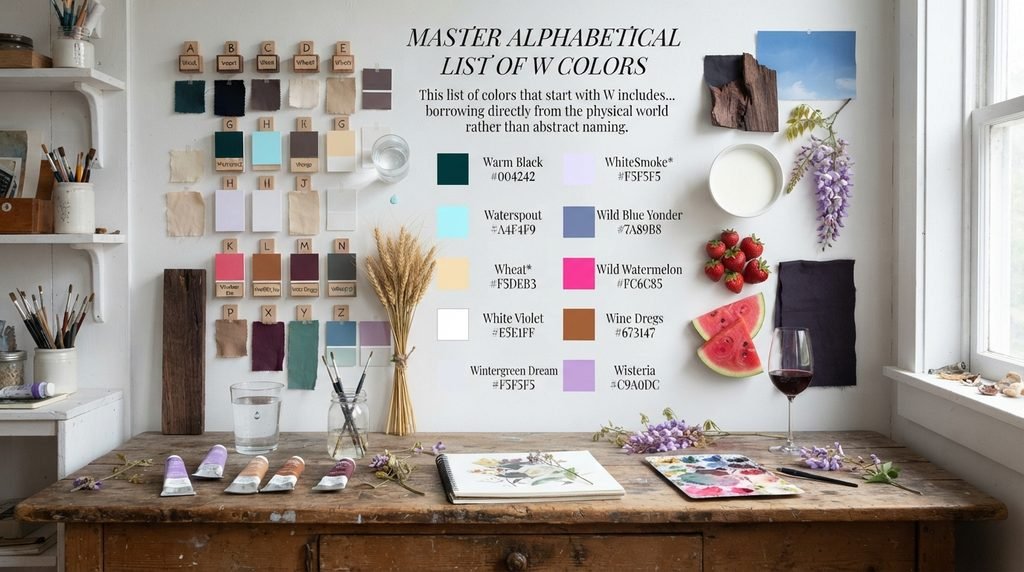 Master Alphabetical List of W Colors