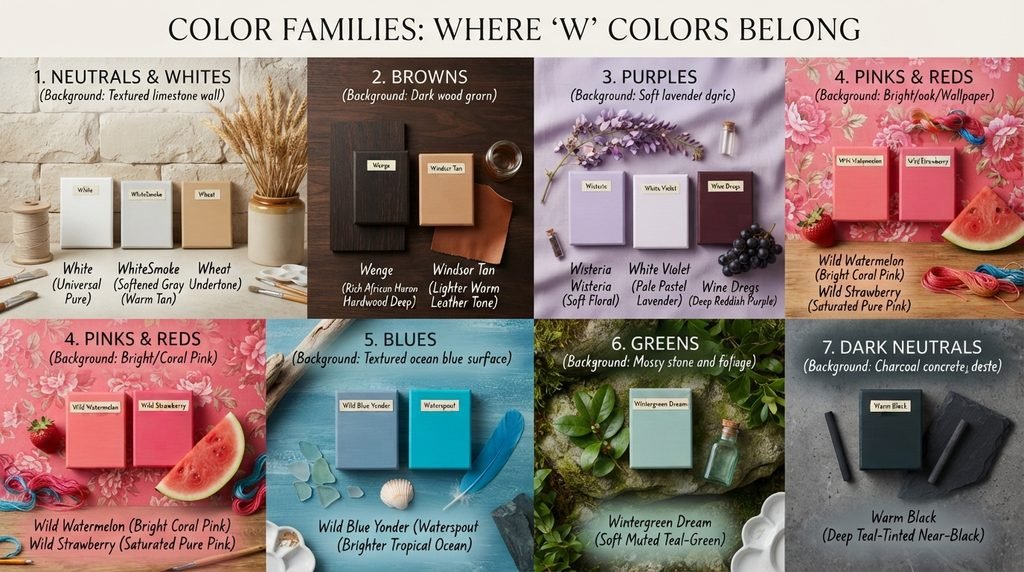 Color Families: Where W Colors Belong