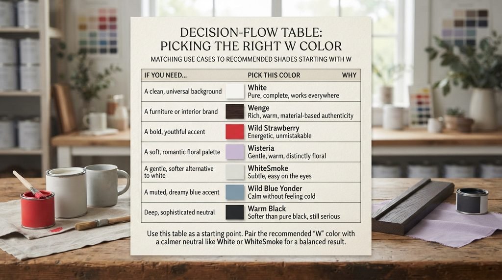 Decision-Flow Table: Picking the Right W Color
