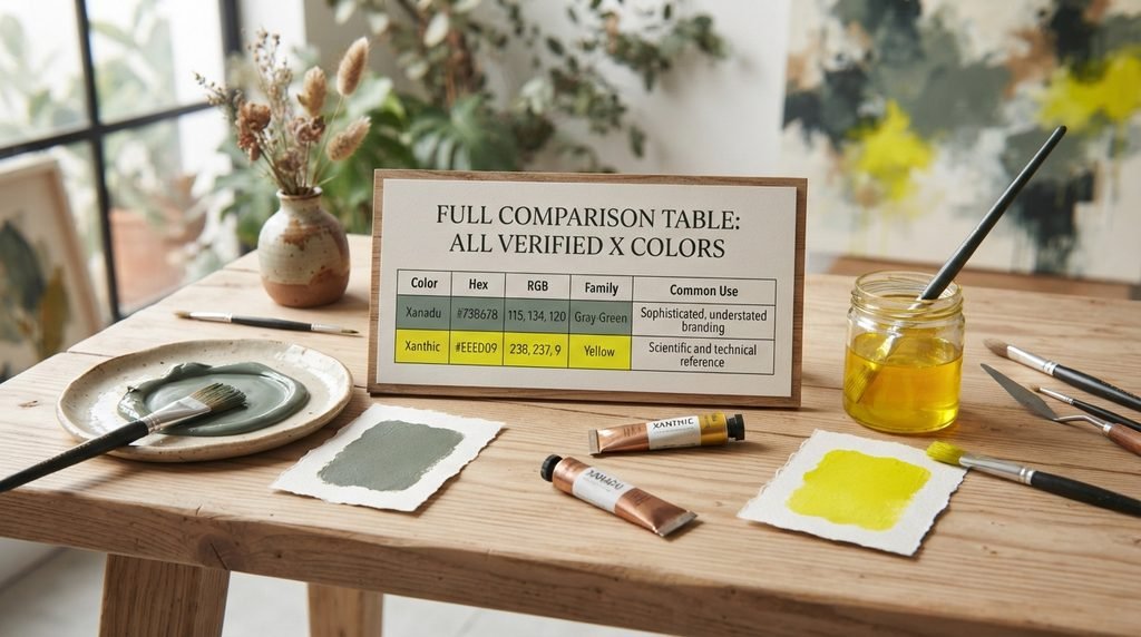 Full Comparison Table: All Verified X Colors