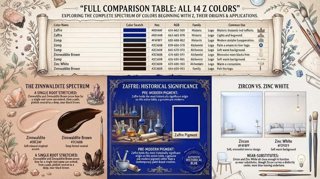 Full Comparison Table: All 14 Z Colors