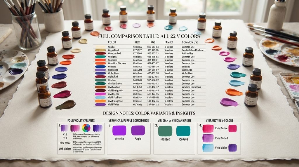 Full Comparison Table: All 22 V Colors