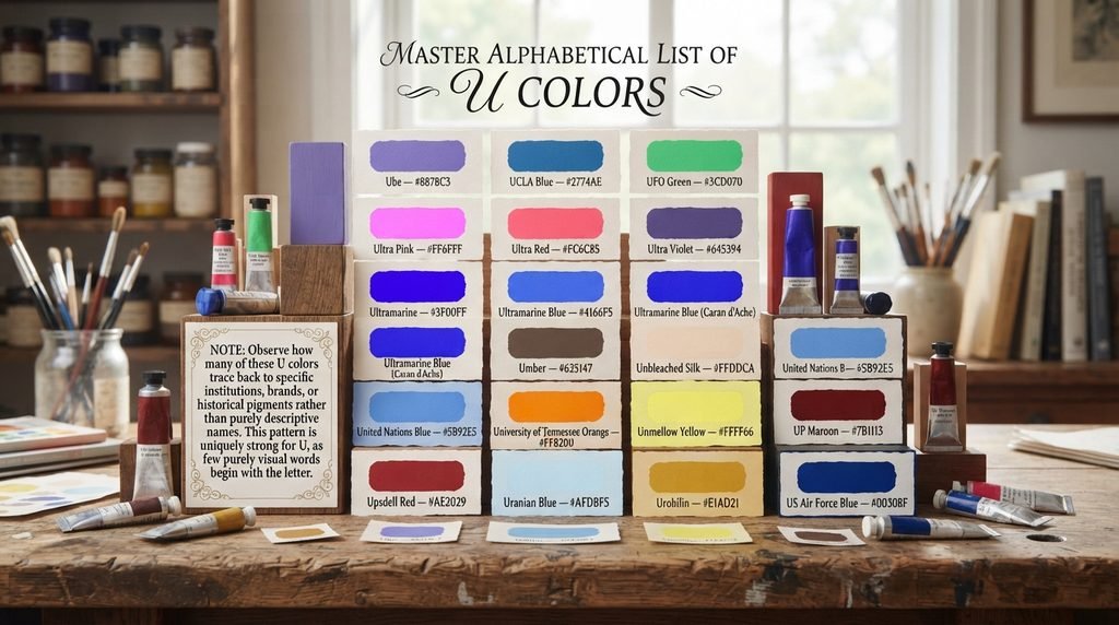 Master Alphabetical List of U Colors